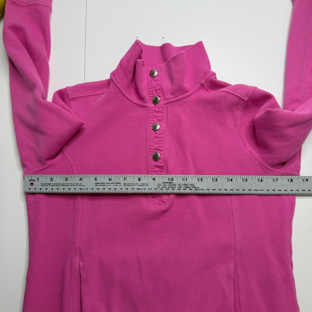 Lauren Ralph Lauren Pullover Women PM Pink Cotton Snap Neck Ribbed Knit Pullover - Picture 6 of 7